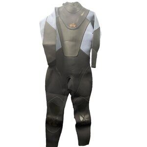 MENS NATYFLY core WETSUIT Size Large Black Gray Zip Logo